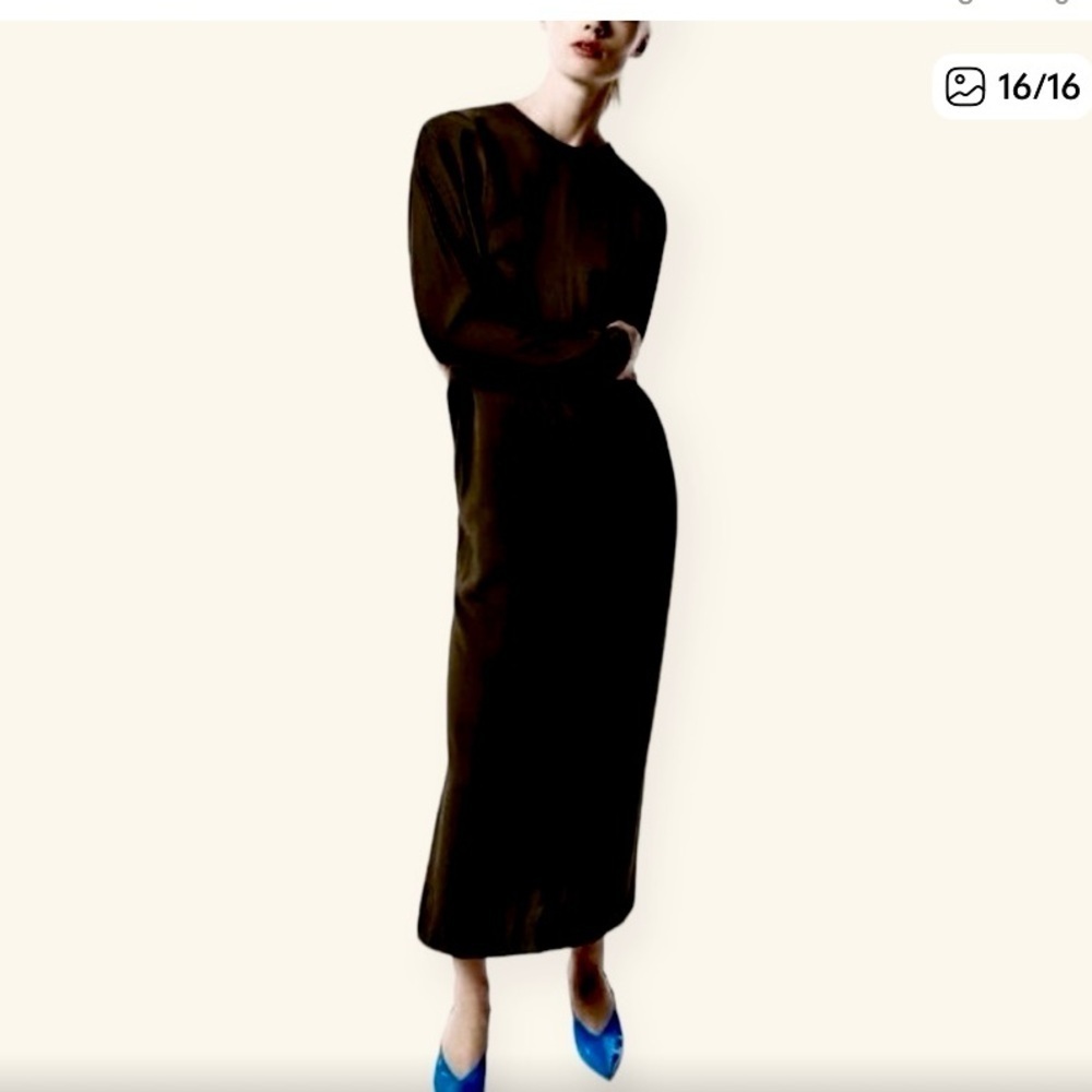 Zara Black dolman maxi dress high neck classic blogger fav casual fall formal